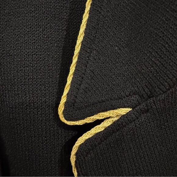 St. John Collection Black Santana Knit Blazer with Gold Trim – Size 12 - Picture 5 of 10